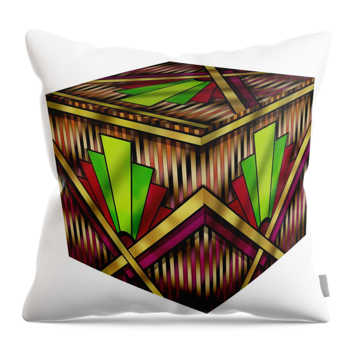 Art Deco 13 Cube Throw Pillow featuring the digital art Art Deco 13 Cube by Chuck Staley