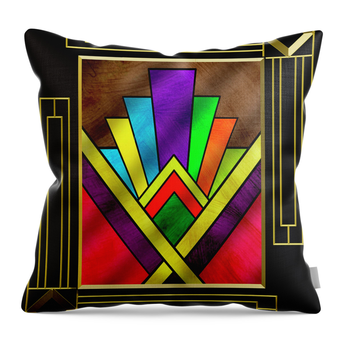 Staley Throw Pillow featuring the digital art Art Deco 7 B - Frame 5 by Chuck Staley