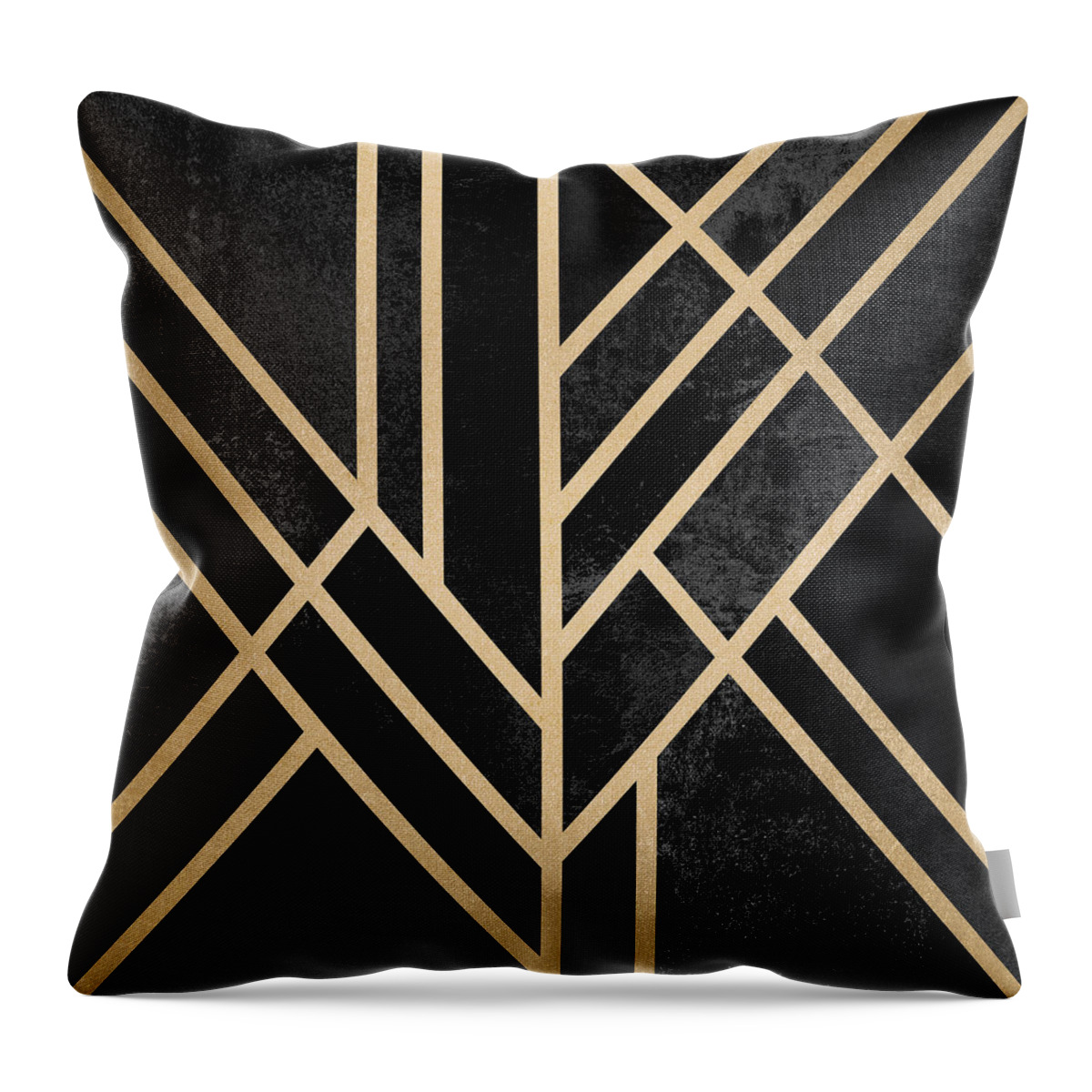 Digital Throw Pillow featuring the digital art Art Deco Black by Elisabeth Fredriksson