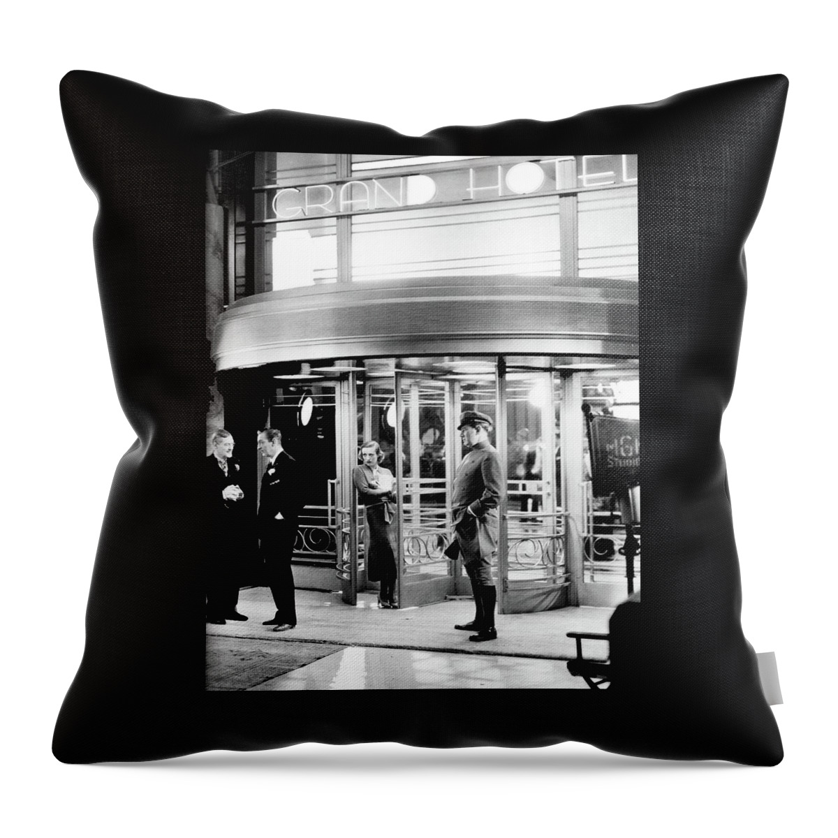 Art Deco Set Designed By Cedric Gibbons Grand Hotel 1932 Throw Pillow featuring the photograph Art Deco set designed by Cedric Gibbons Grand Hotel 1932 by David Lee Guss