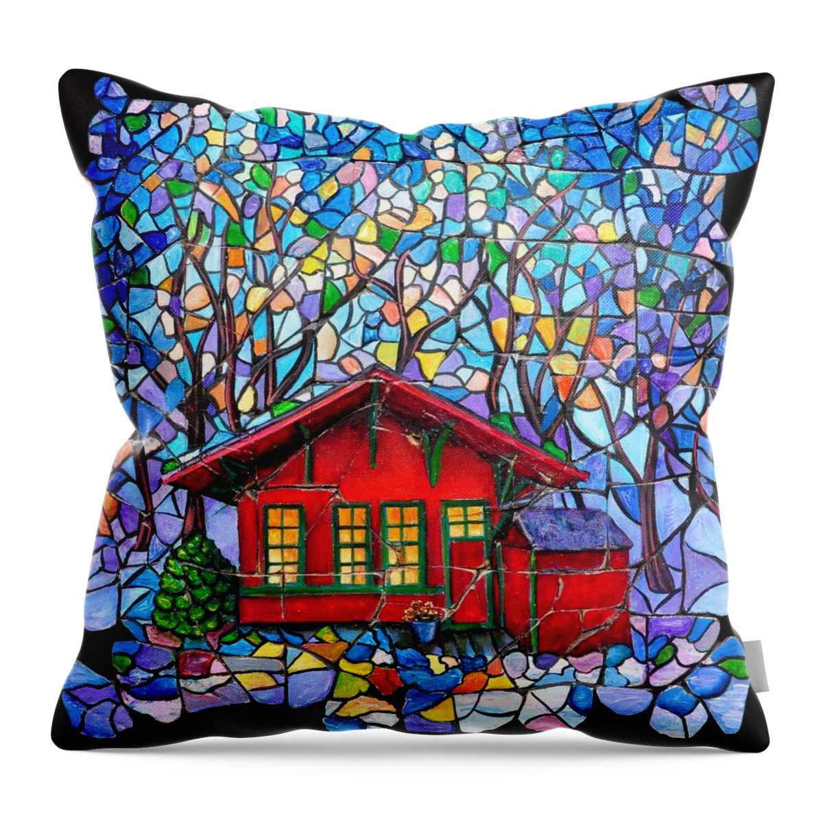 Art Depot Throw Pillow featuring the painting Art Depot by Lena Owens - OLena Art Vibrant Palette Knife and Graphic Design