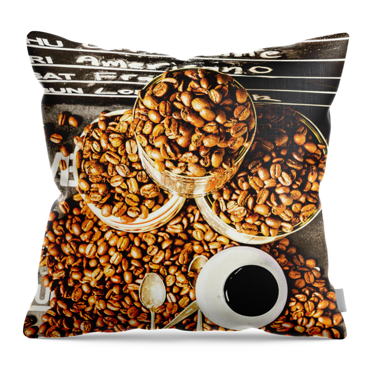 Coffee Throw Pillow featuring the photograph Art in commercial coffee by Jorgo Photography