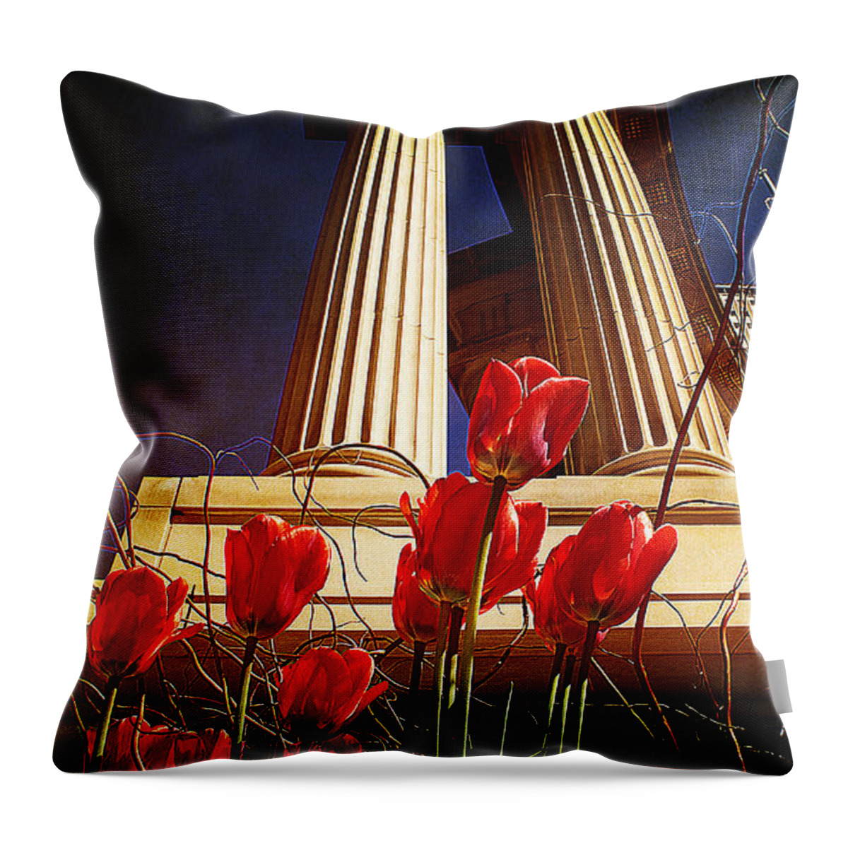 Tulips Throw Pillow featuring the photograph Art in the City by Milena Ilieva