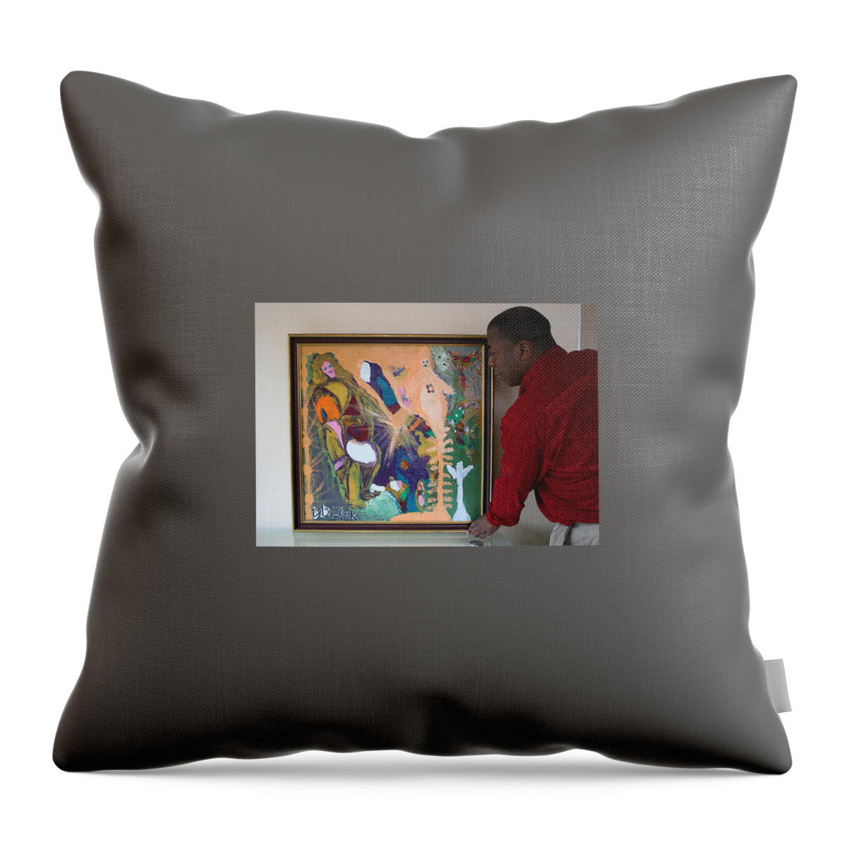 Multicultural Nfprsa Product Review Reviews Marco Social Media Technology Websites \\\\in-d�lj\\\\ Darrell Black Definism Artwork Throw Pillow featuring the painting Artist Darrell Black with Dominions Creation of A New Millennium by Darrell Black