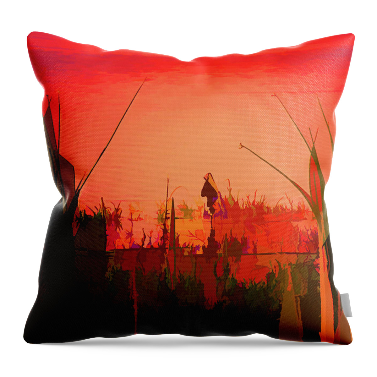 Swamp Throw Pillow featuring the mixed media Artistic Swamp by Rosalie Scanlon