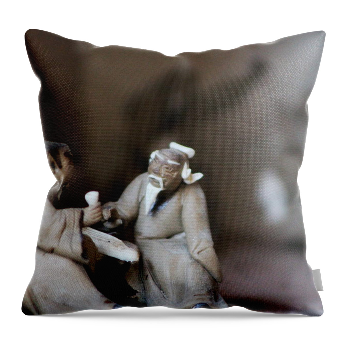 Japanese Mud Men Throw Pillow featuring the photograph Artistry and Musicians Mud Men by Colleen Cornelius