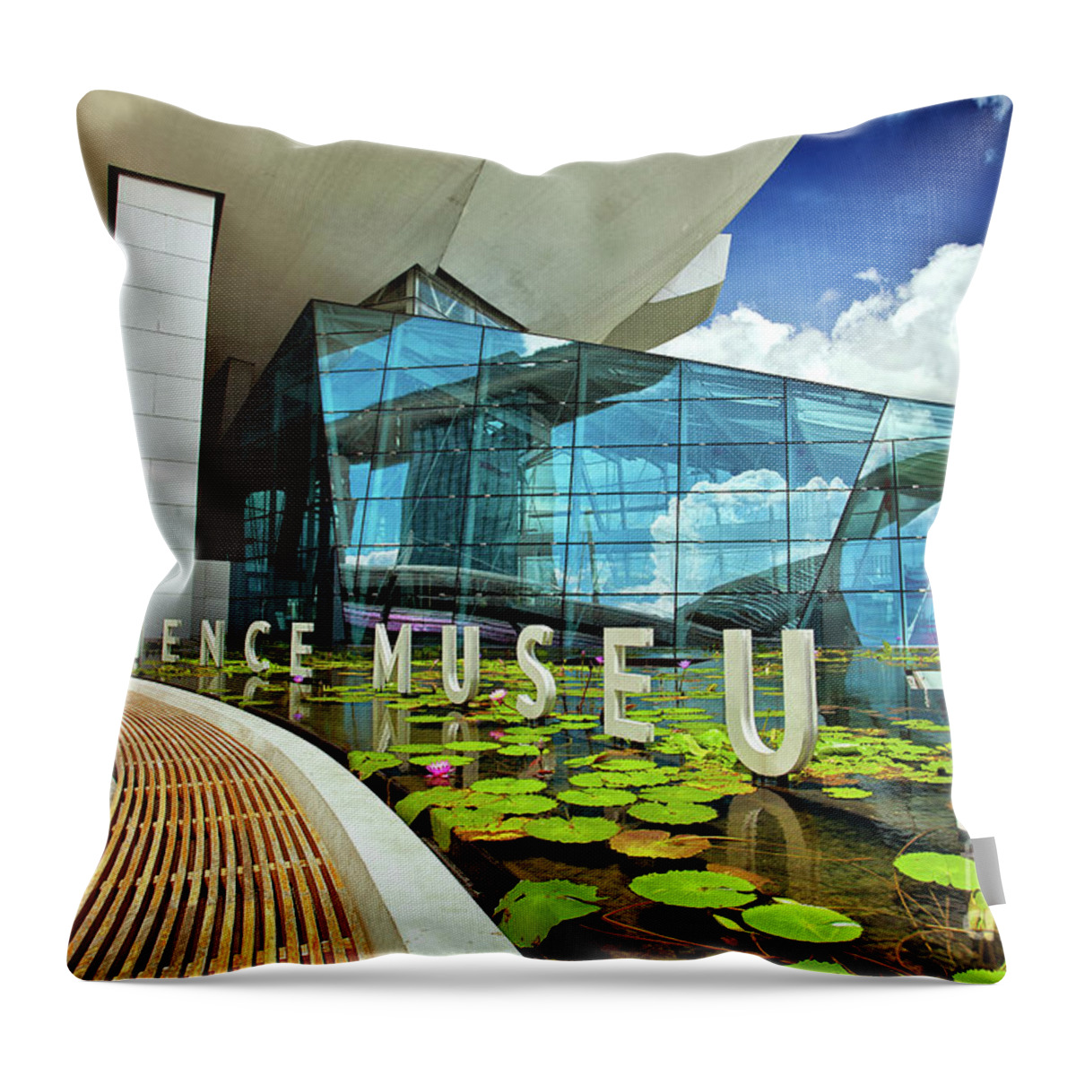 Singapore Throw Pillow featuring the photograph ArtScience Museum at the Marina Bay Sands Resort in Singapore by Sam Antonio