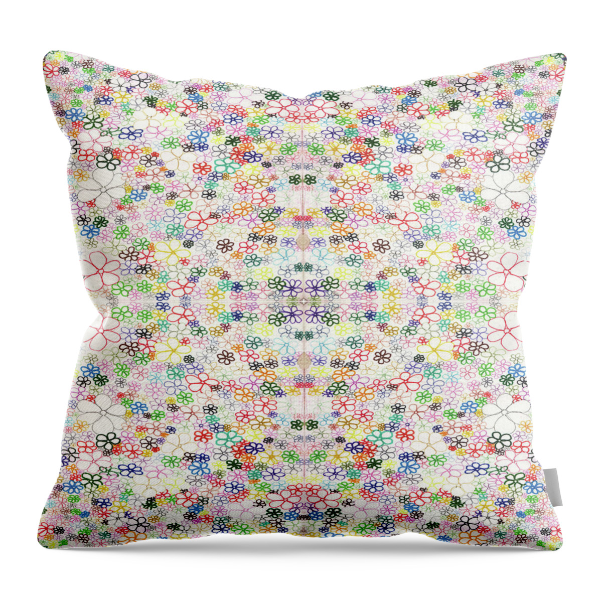 Urban Throw Pillow featuring the digital art 090 Rainbow Flowers by Cheryl Turner