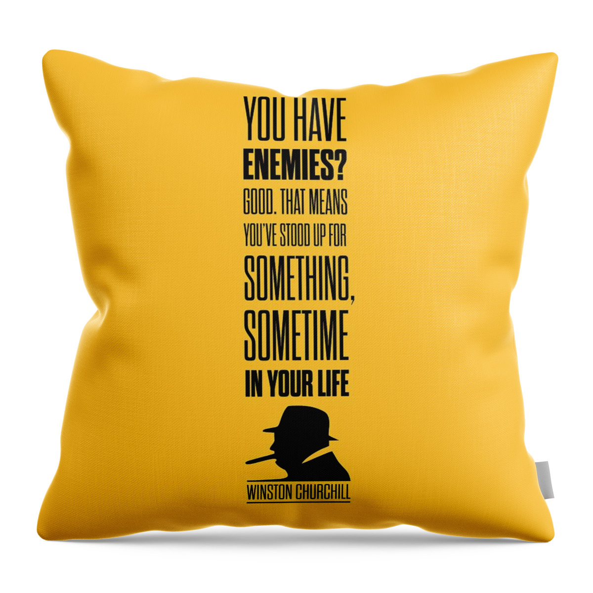 Winston Churchill Throw Pillow featuring the digital art Winston Churchill Inspirational Quotes Poster by Lab No 4 - The Quotography Department