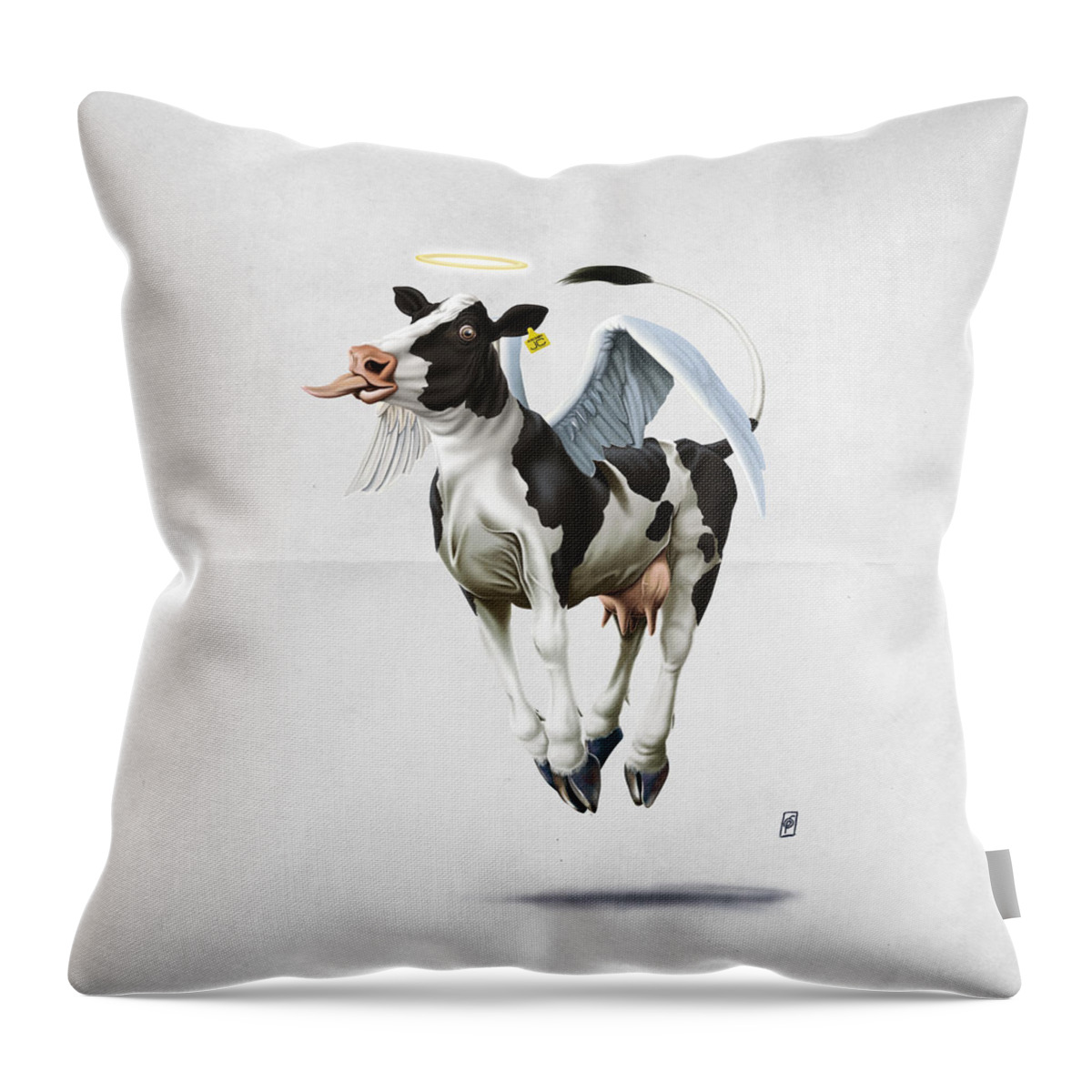 Illustration Throw Pillow featuring the digital art Holy Cow Wordless by Rob Snow