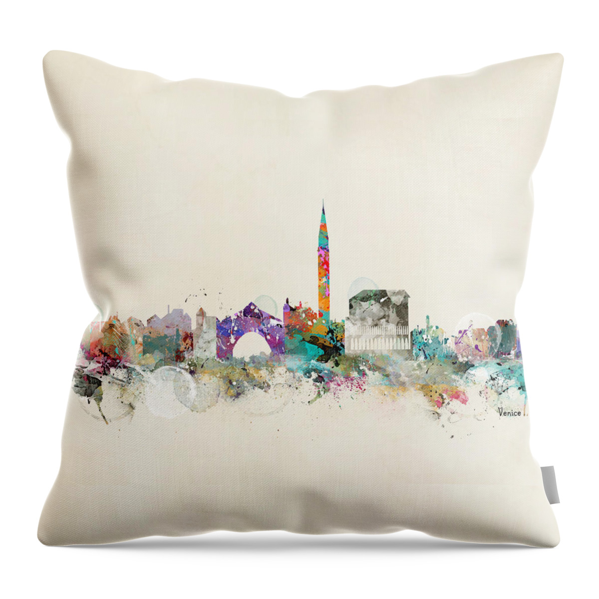 Venice Throw Pillow featuring the painting Venice Italy Skyline by Bri Buckley