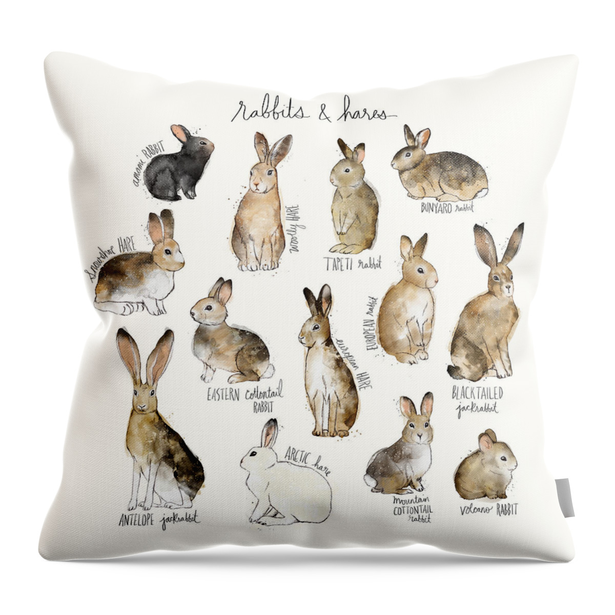 Rabbits Throw Pillow featuring the painting Rabbits and Hares by Amy Hamilton