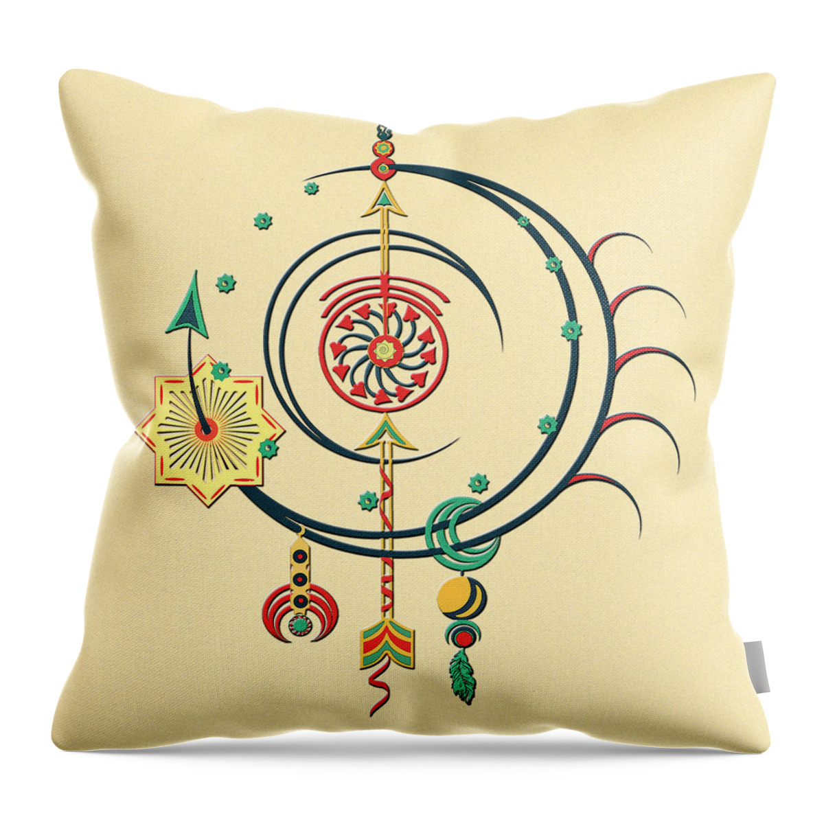 Multicolored Throw Pillow featuring the drawing Ornament Variation Three by Deborah Smith