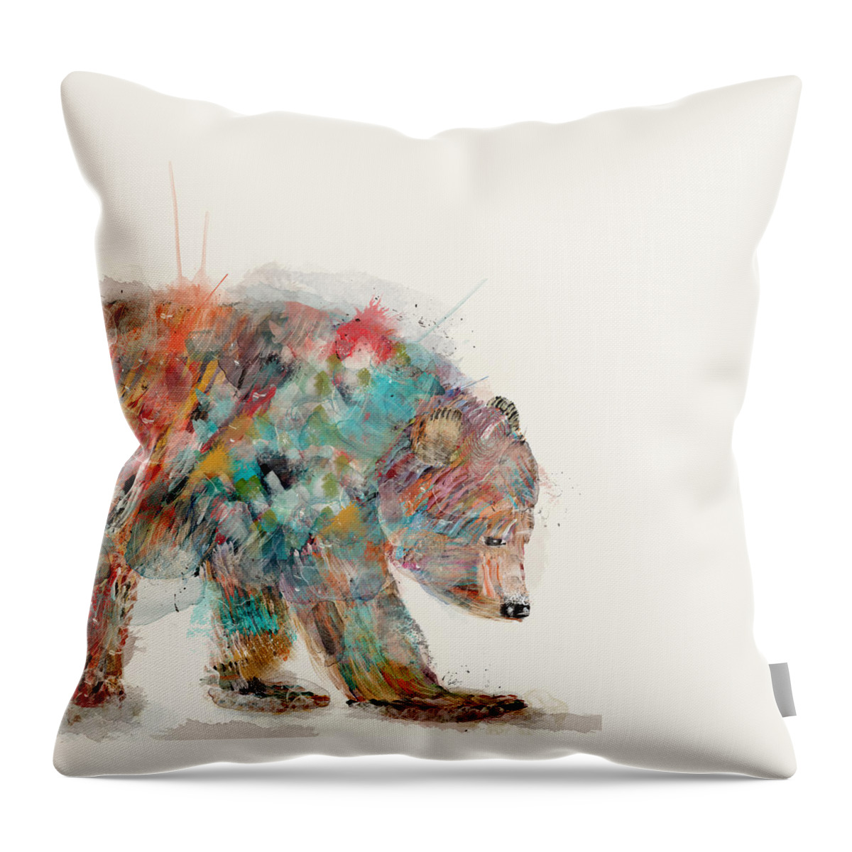 Bears Throw Pillow featuring the painting In Nature Bear by Bri Buckley