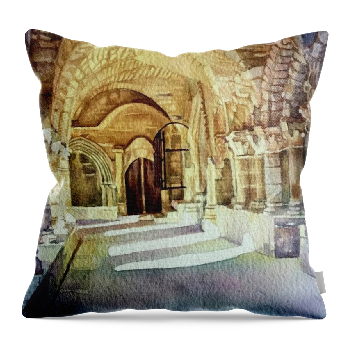 Cloitre Throw Pillow featuring the painting Le Cloitre by Francoise Chauray