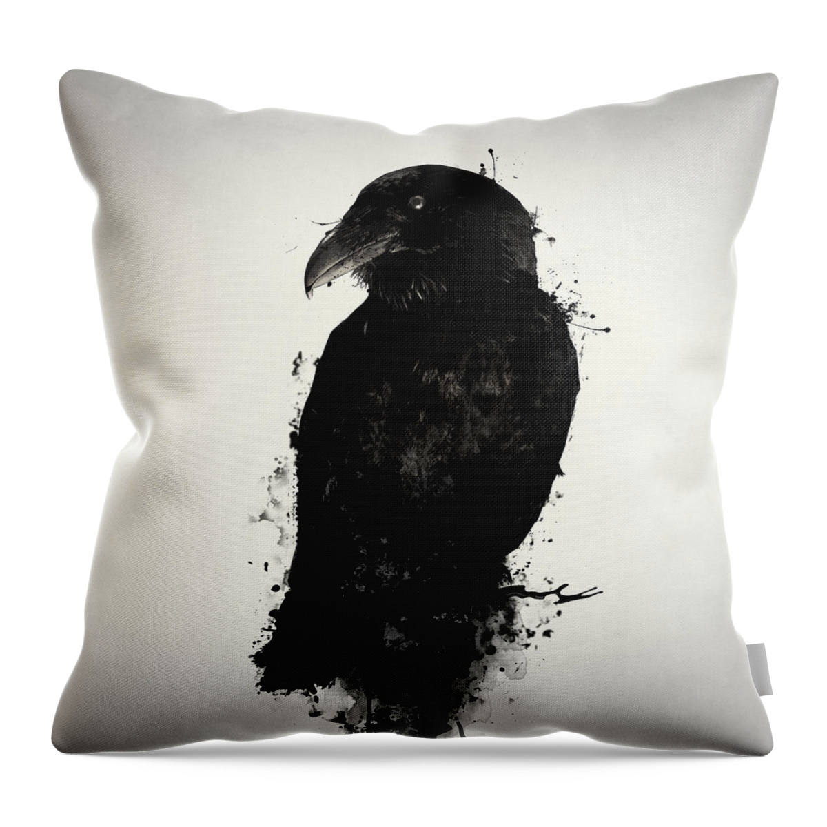 Raven Throw Pillow featuring the mixed media The Raven by Nicklas Gustafsson
