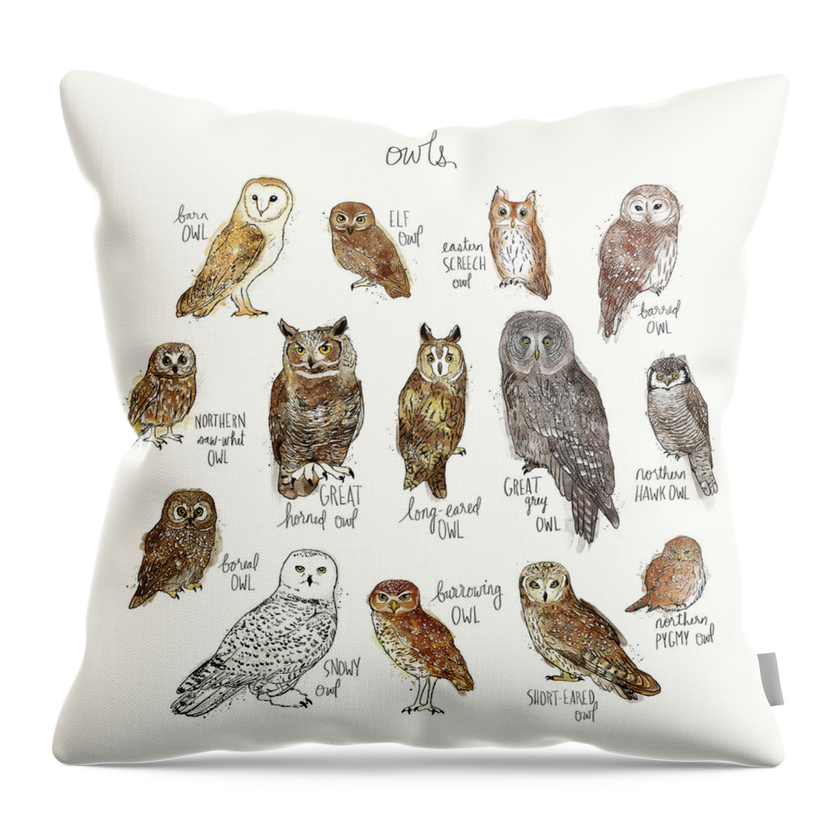 Owl Throw Pillow featuring the painting Owls by Amy Hamilton
