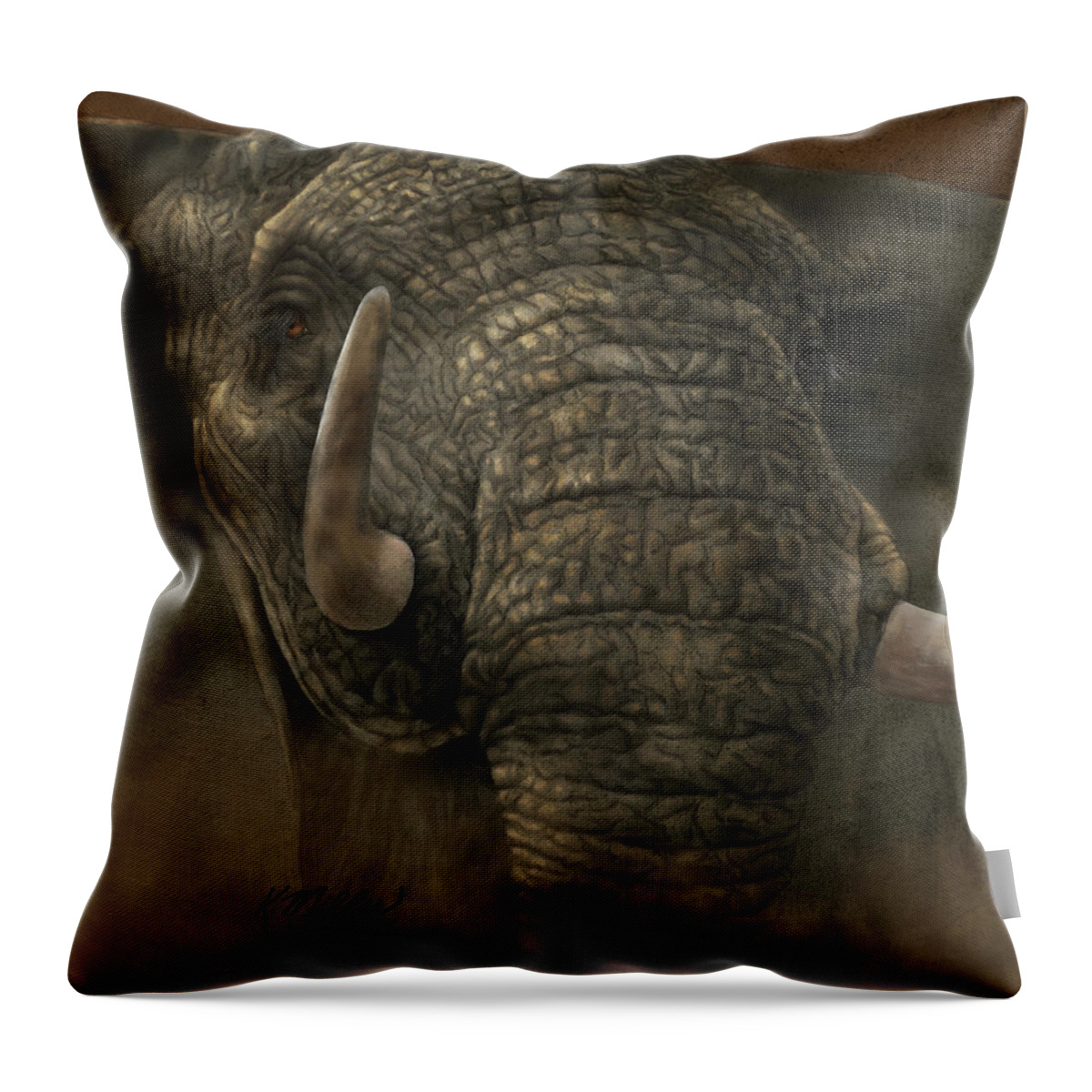 Elephant Throw Pillow featuring the digital art Charging Elephant by Kathie Miller