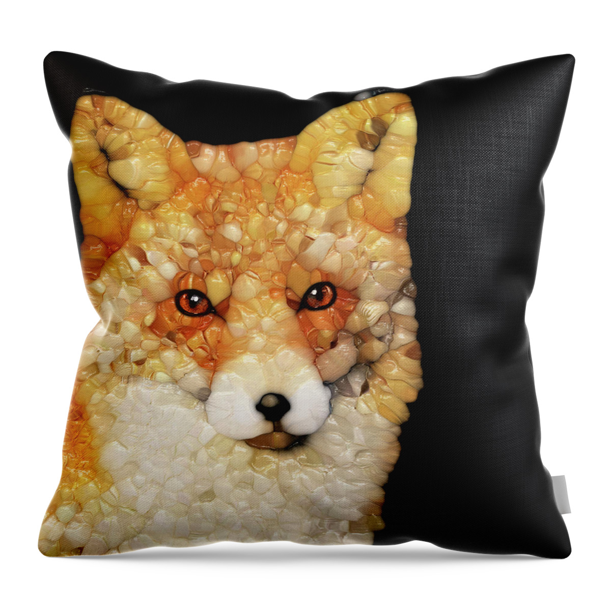Fox Throw Pillow featuring the digital art Red Fox Abstract by Phil Perkins