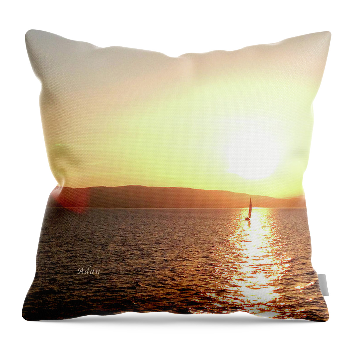 Sailboat On Water Throw Pillow featuring the photograph Solitary Sailboat by Felipe Adan Lerma