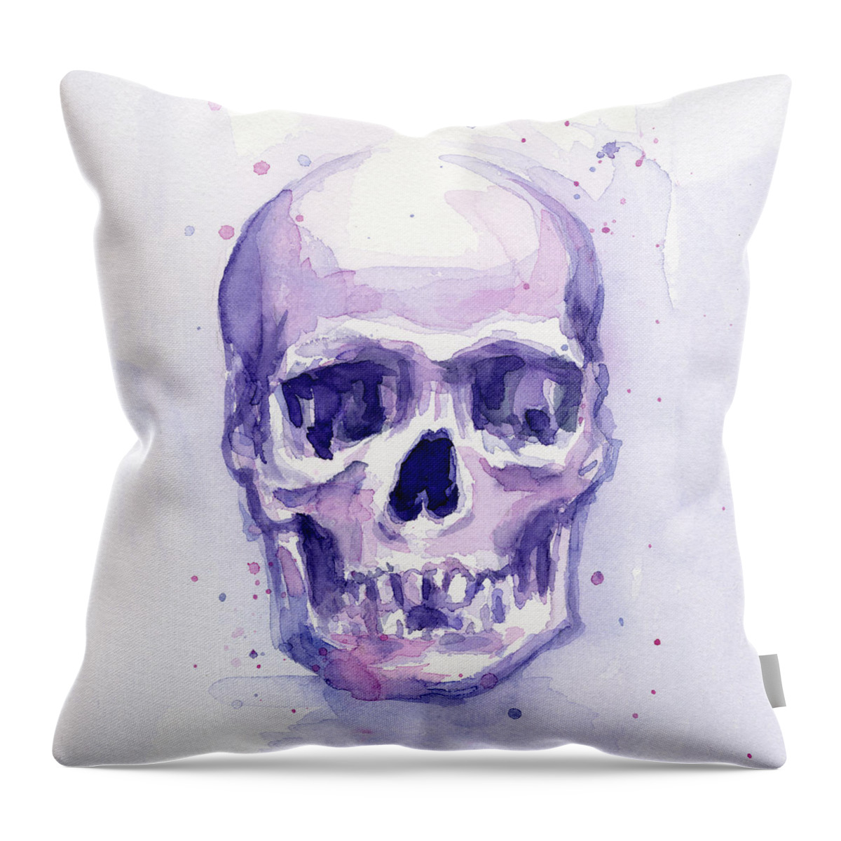 Purple Throw Pillow featuring the painting Purple Skull by Olga Shvartsur