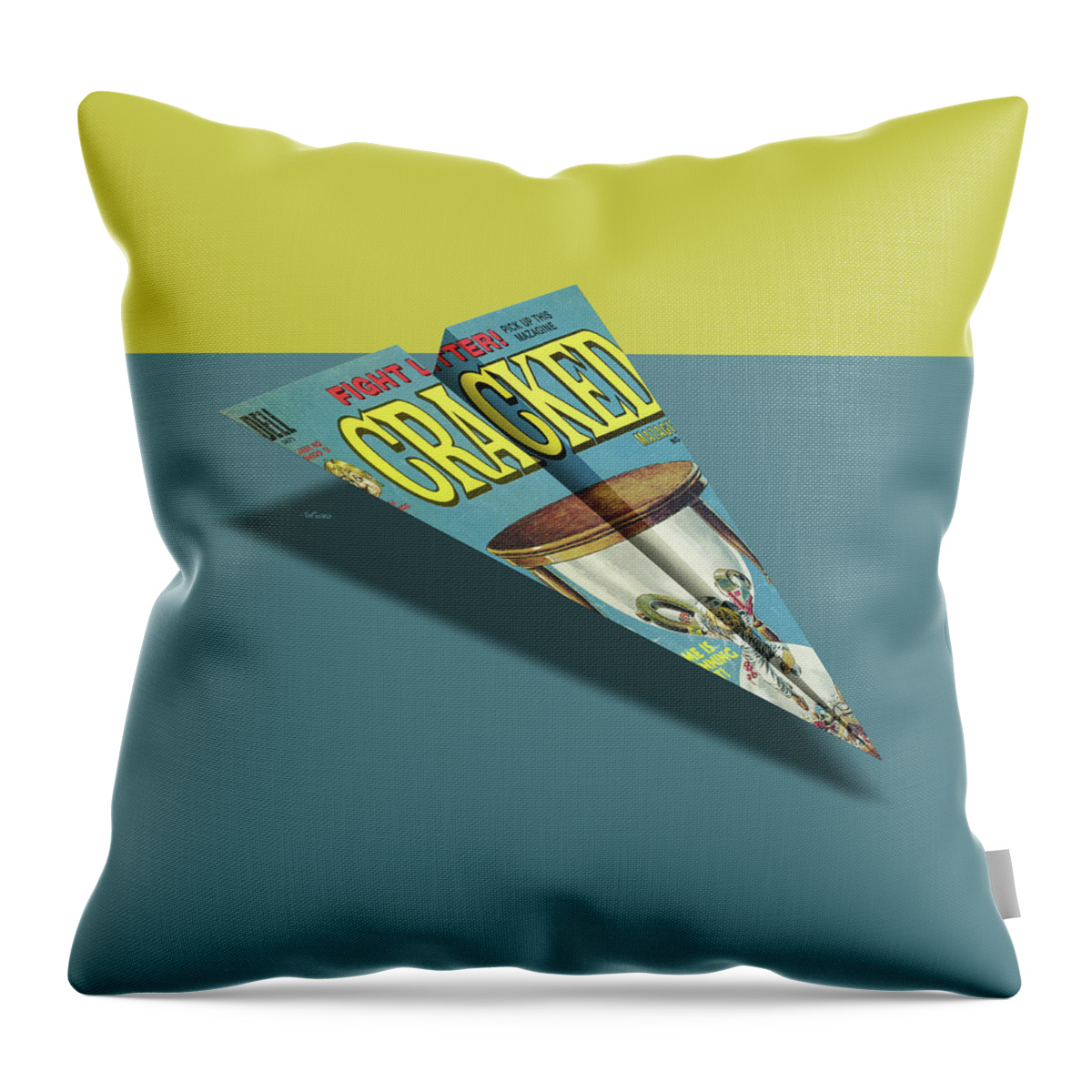 109 Throw Pillow featuring the digital art 109s Cracked MAD Paper Airplanes by YoPedro