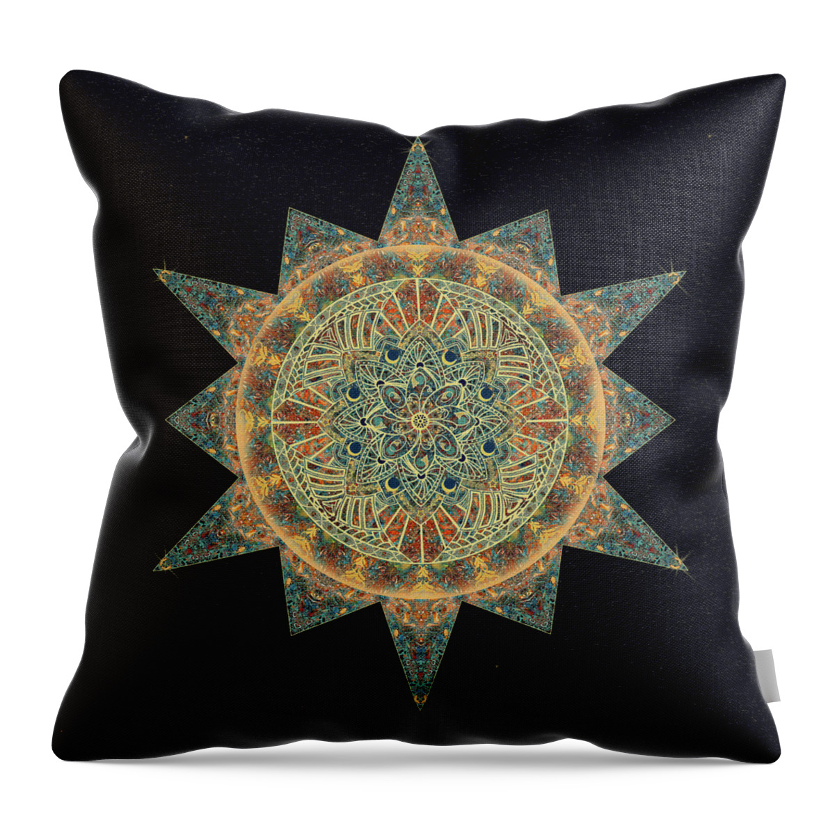 Art Throw Pillow featuring the digital art Life Star Mandala by Deborah Smith