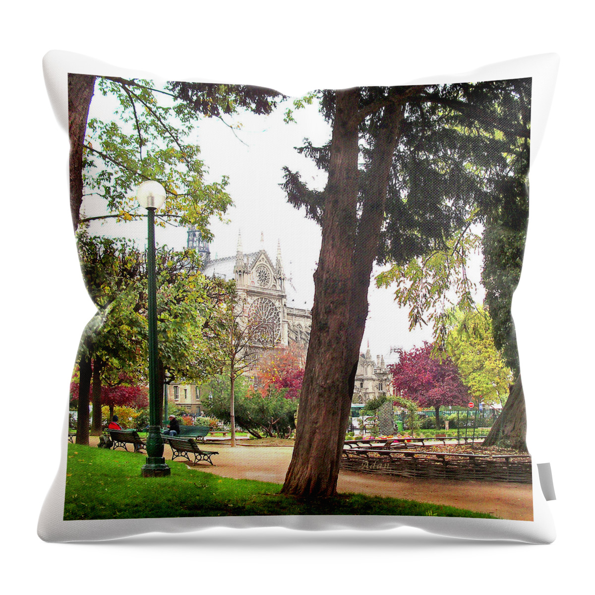 Notre Dame Paris Throw Pillow featuring the photograph Notre Dame from Square Rene Viviani by Felipe Adan Lerma