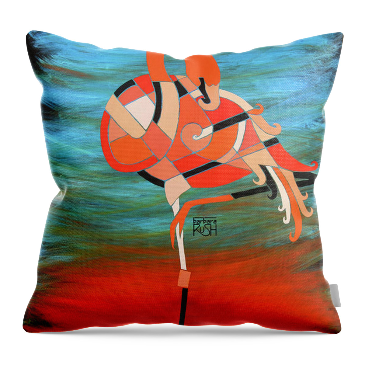 Flamingo Art Throw Pillow featuring the painting An Elegant Flamingo by Barbara Rush