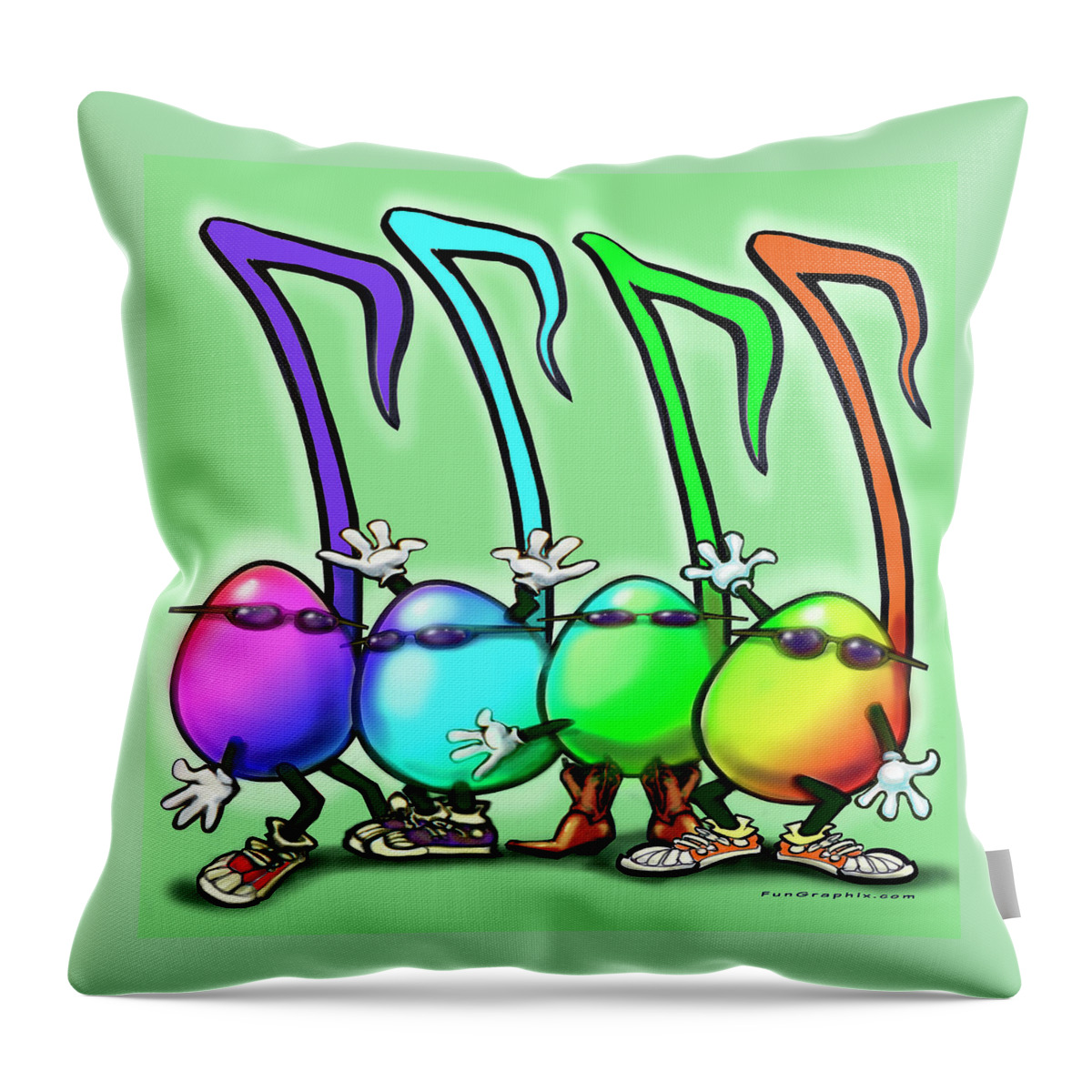 Music Throw Pillow featuring the digital art Music Notes Party by Kevin Middleton
