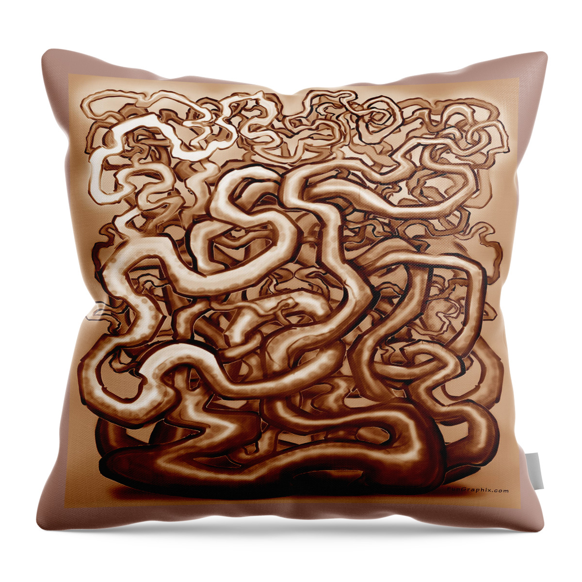 Twisted Throw Pillow featuring the digital art Vines of Brown by Kevin Middleton