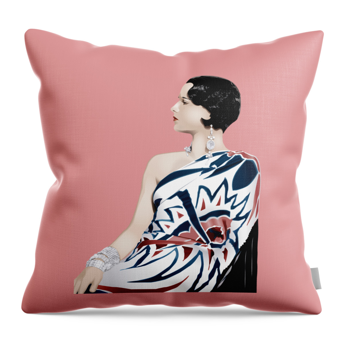 Louise Brooks Official Throw Pillow featuring the digital art Louise Brooks in Hollywood by Louise Brooks