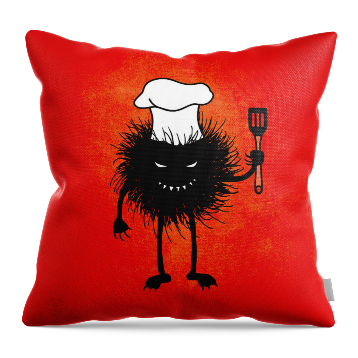 Chef Throw Pillow featuring the digital art Evil Bug Chef Loves To Cook by Boriana Giormova