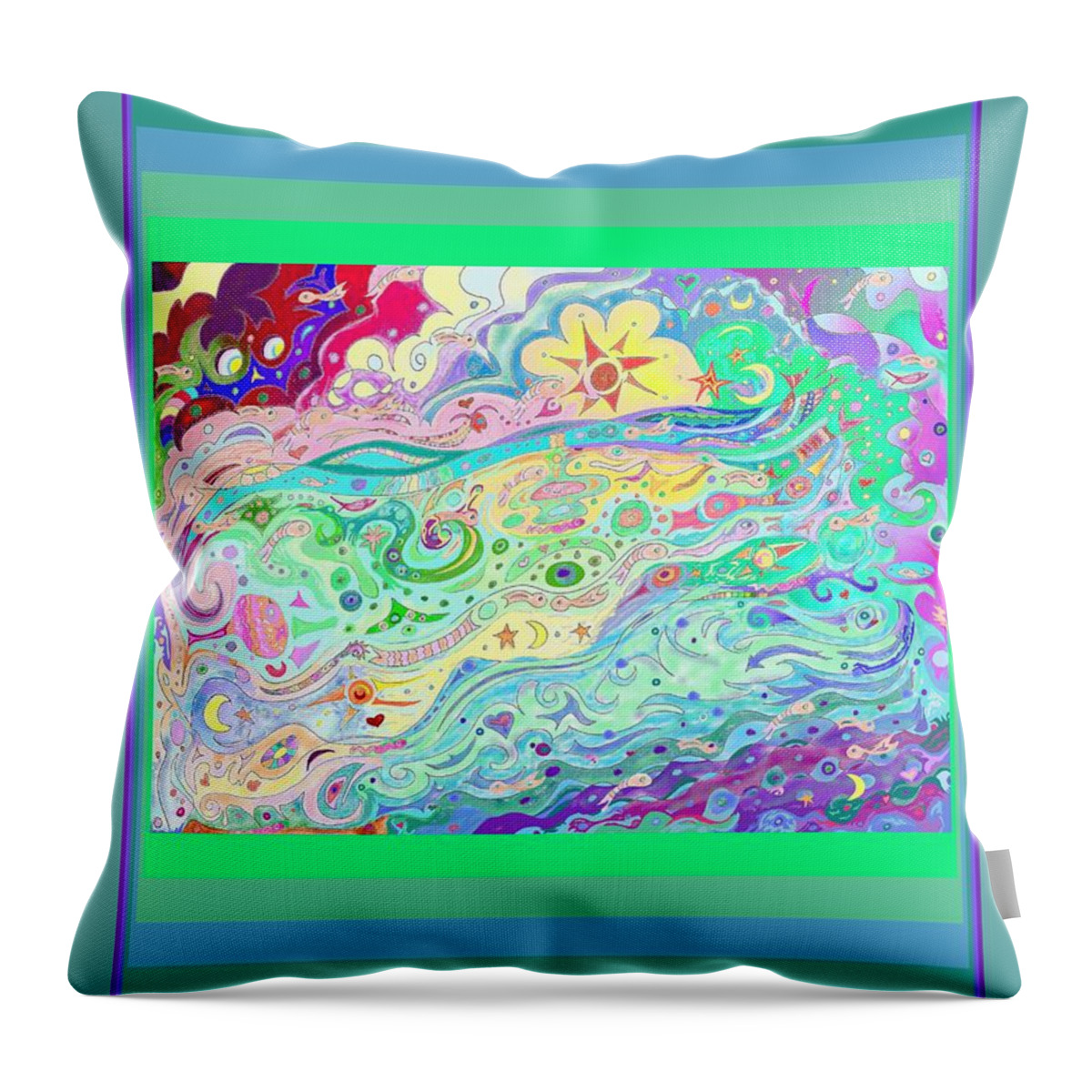 Beltaine Throw Pillow featuring the drawing Beltaine Seashore Dreaming by Julia Woodman