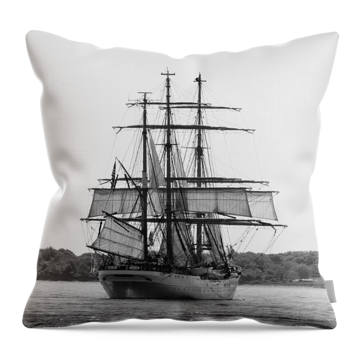Tall Ship Throw Pillow featuring the photograph Tall Ship in Black and White by Beth Myer Photography