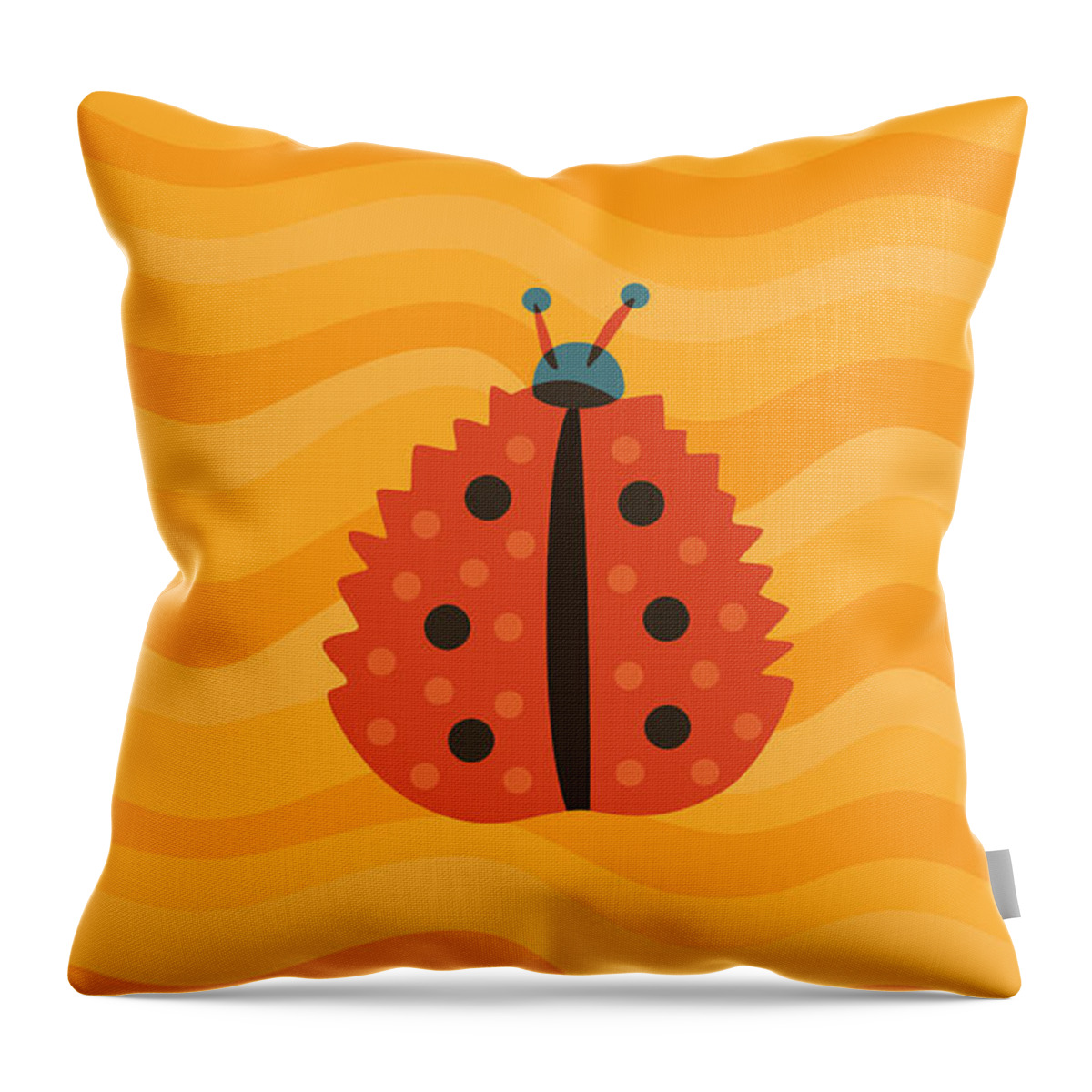 Mimicry Throw Pillow featuring the digital art Orange Ladybug Masked As Autumn Leaf by Boriana Giormova