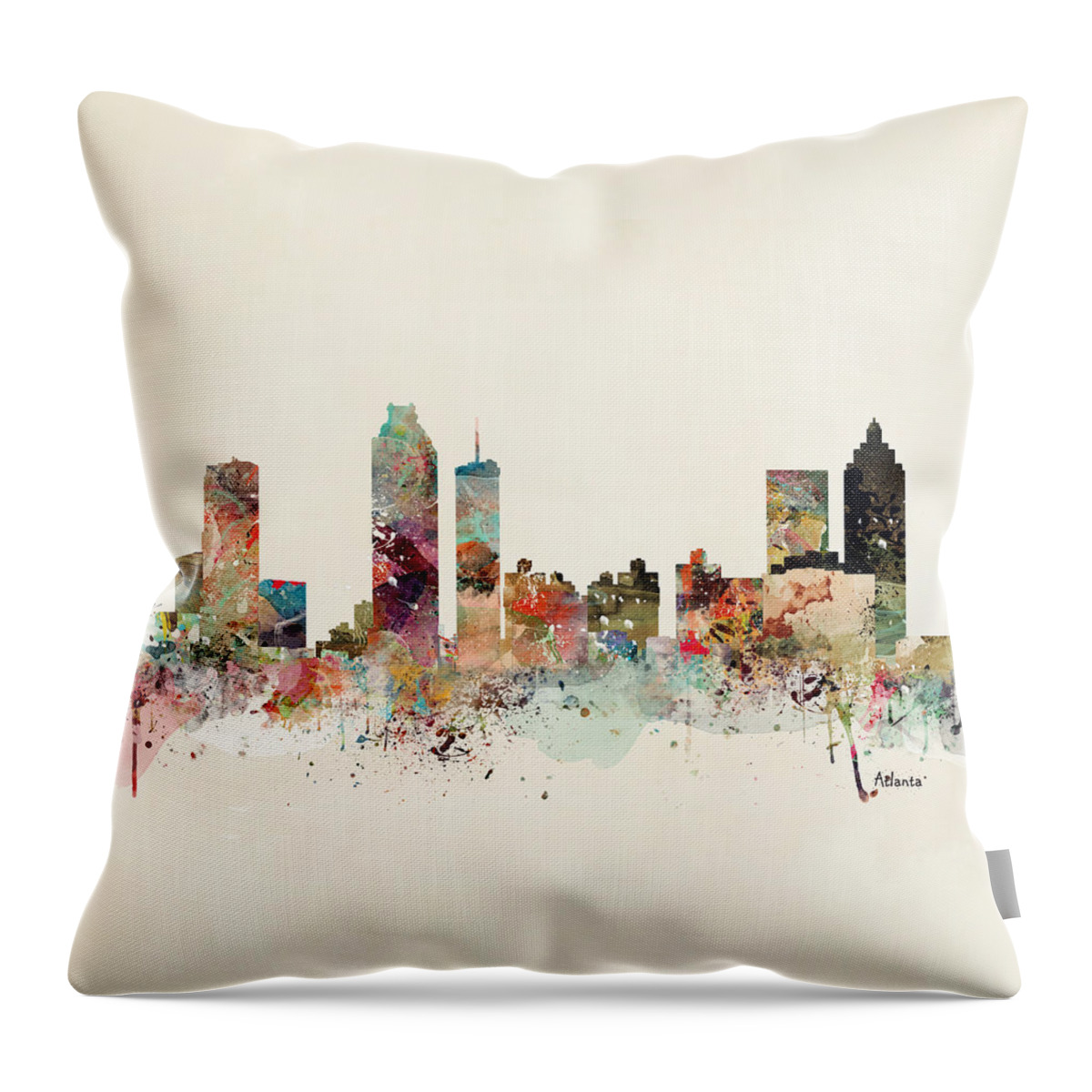 Atlanta Throw Pillow featuring the painting Atlanta Skyline by Bri Buckley