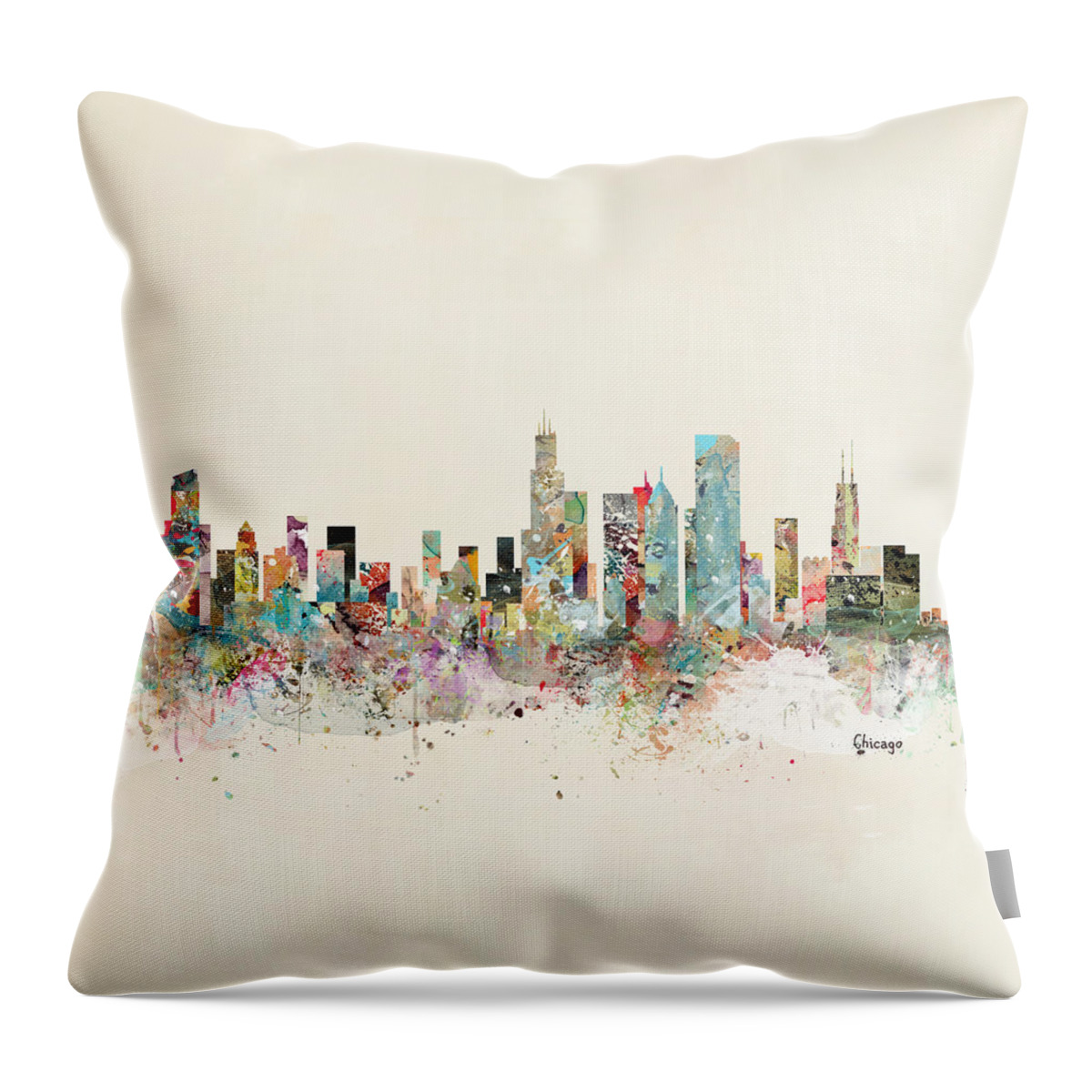 Chicago Throw Pillow featuring the painting Chicago Skyline by Bri Buckley