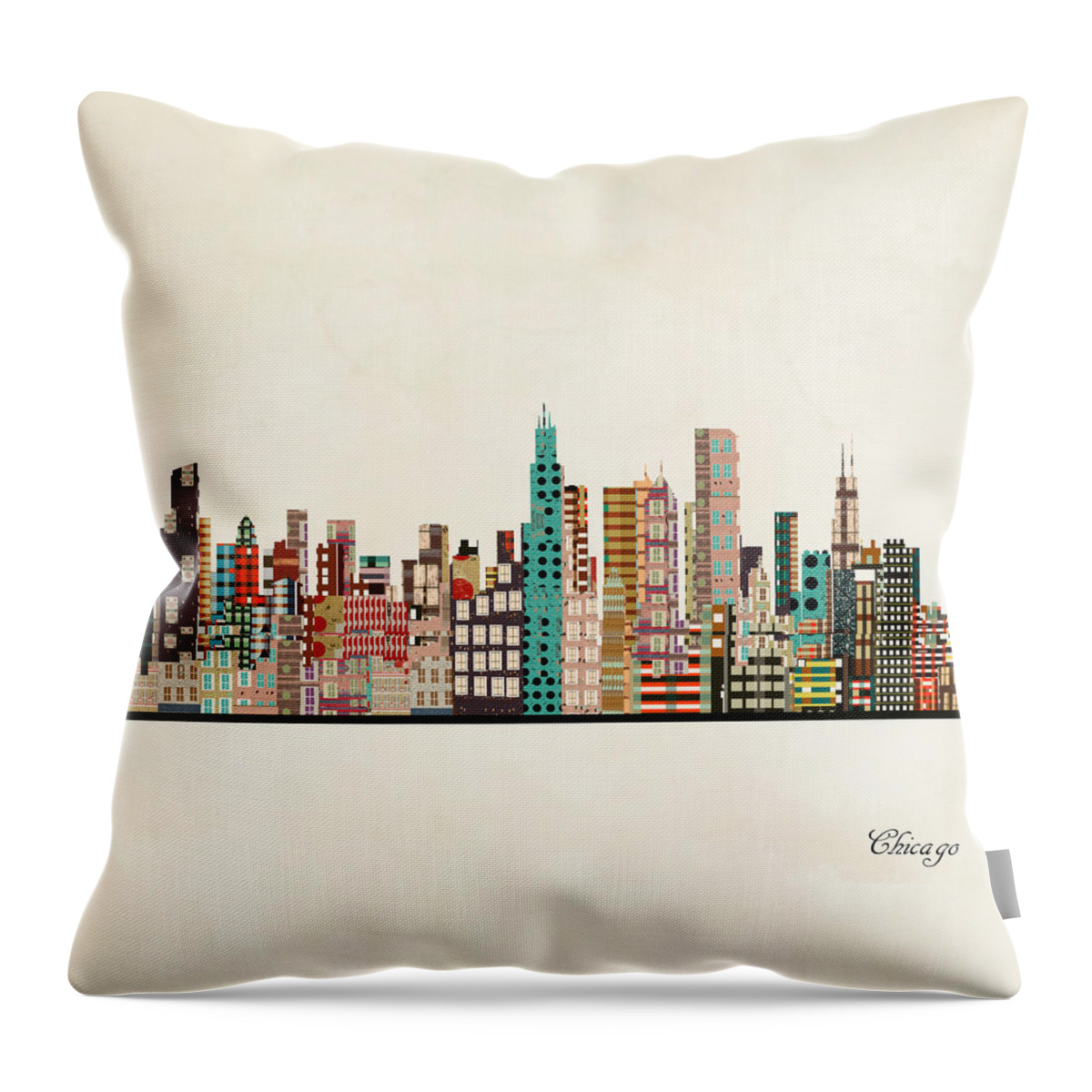 Chicago Throw Pillow featuring the painting Chicago Illinois Skyline by Bri Buckley