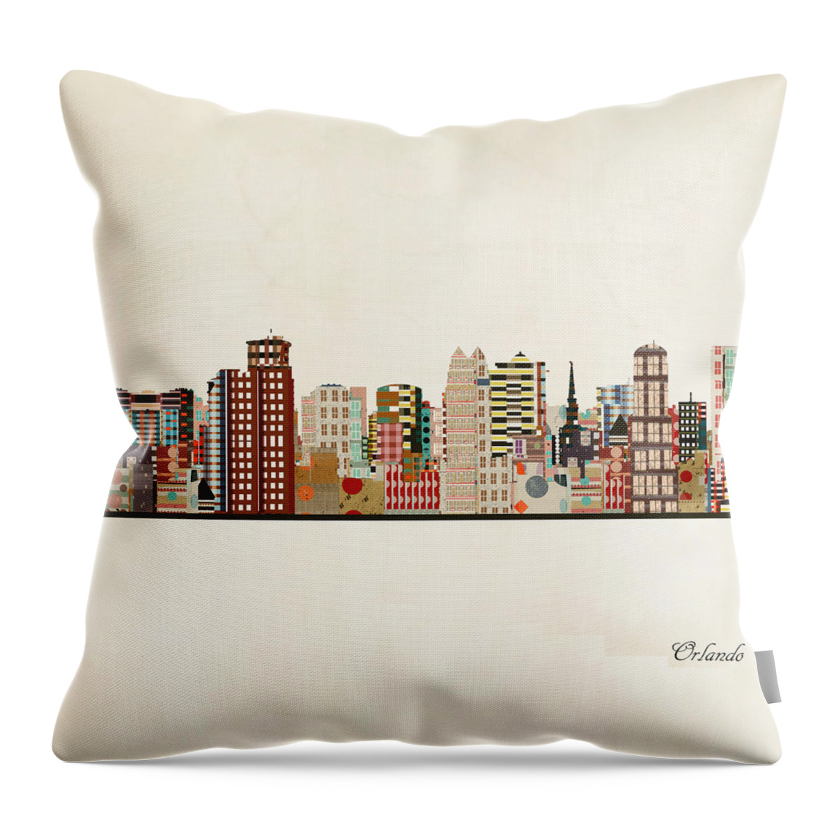 Orlando Throw Pillow featuring the painting Orlando Skyline #1 by Bri Buckley
