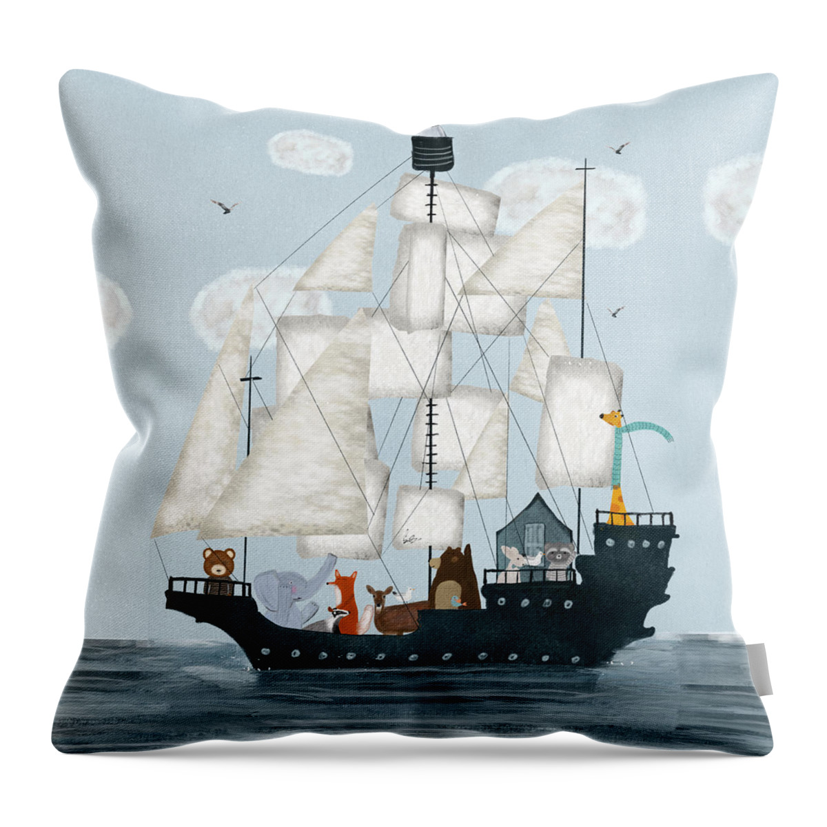 Nautical Throw Pillow featuring the painting A Nautical Adventure by Bri Buckley