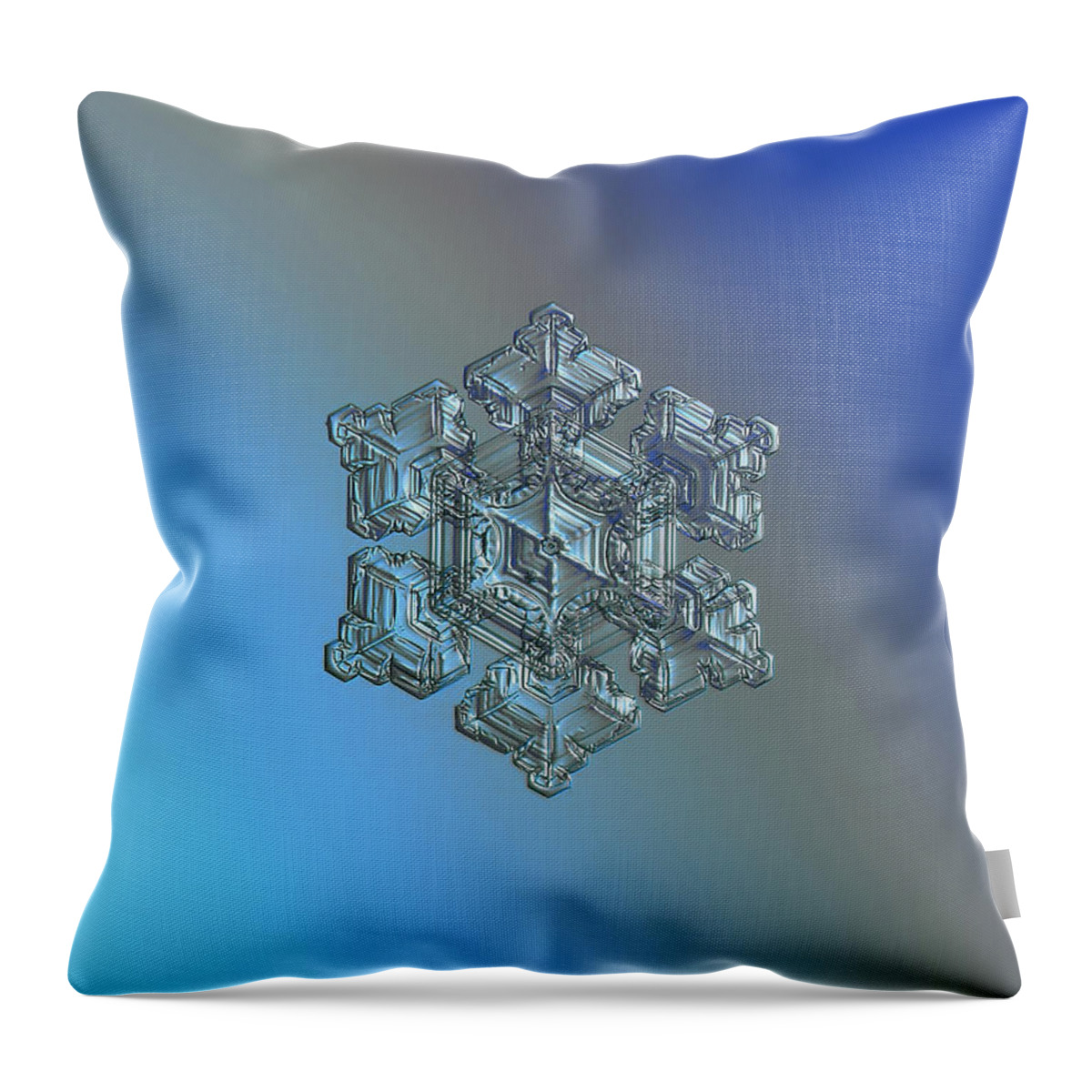 Snowflake Throw Pillow featuring the photograph Real snowflake - 05-Feb-2018 - 5 by Alexey Kljatov