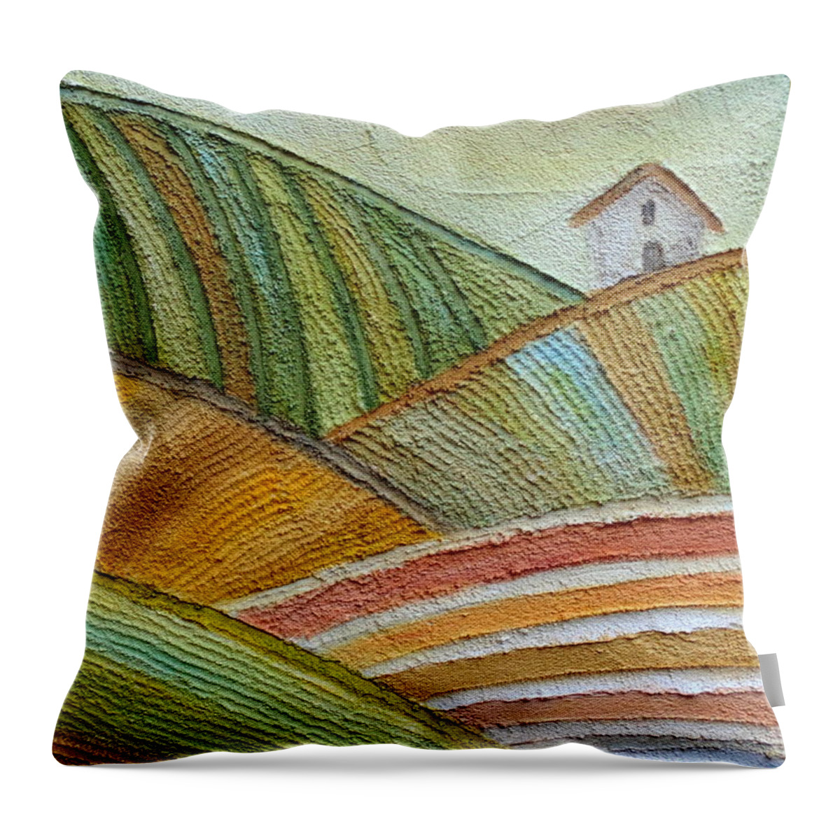 Landscape Throw Pillow featuring the painting Plowing Through by Angeles M Pomata