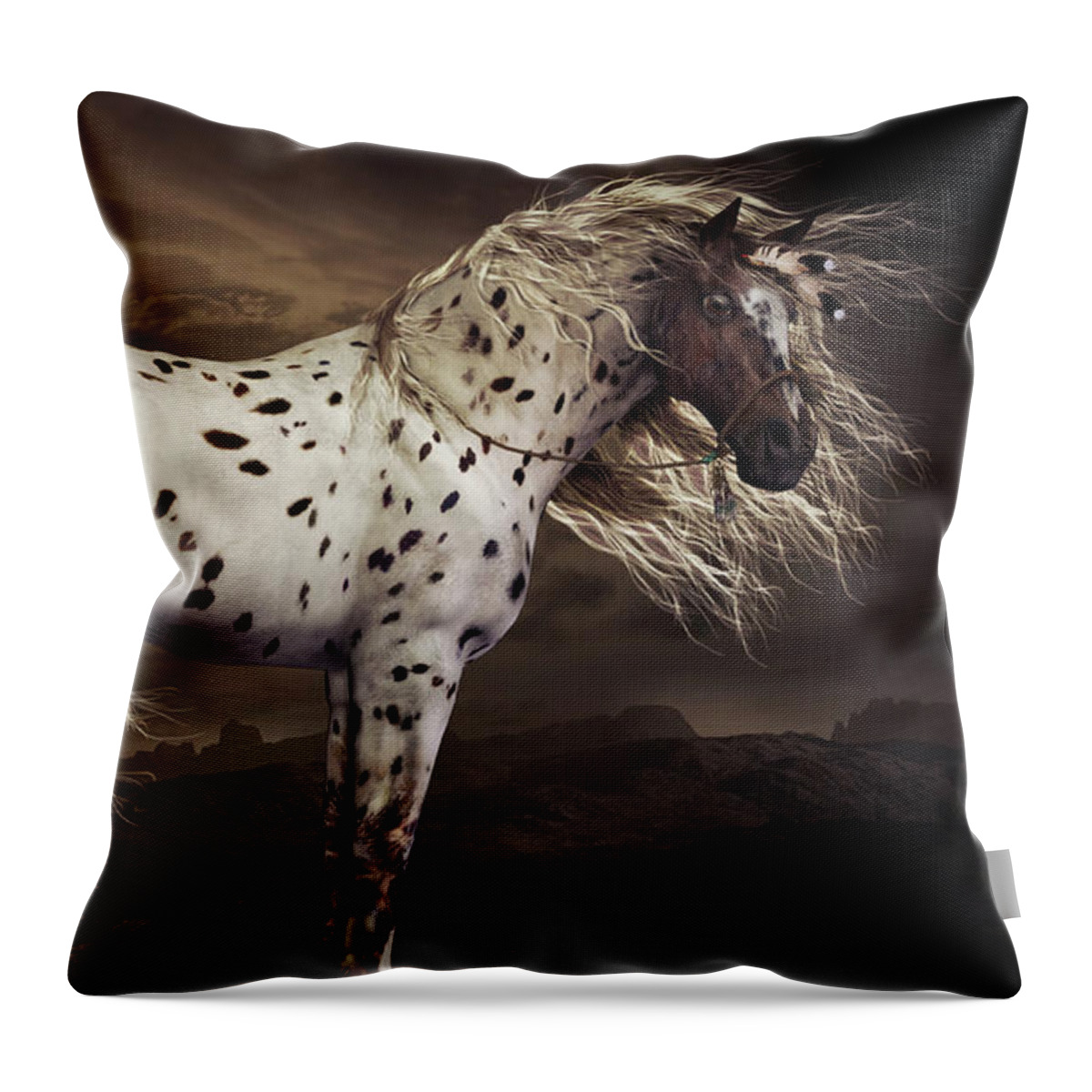 Leopard Appaloosa Throw Pillow featuring the digital art Leopard Appaloosa by Shanina Conway