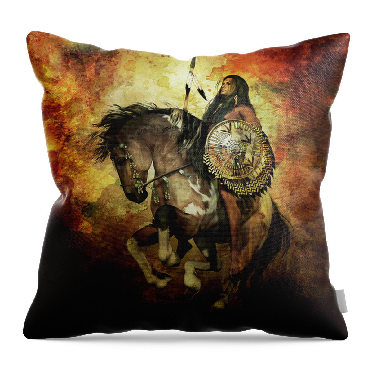 Courage Throw Pillow featuring the digital art Warrior by Shanina Conway