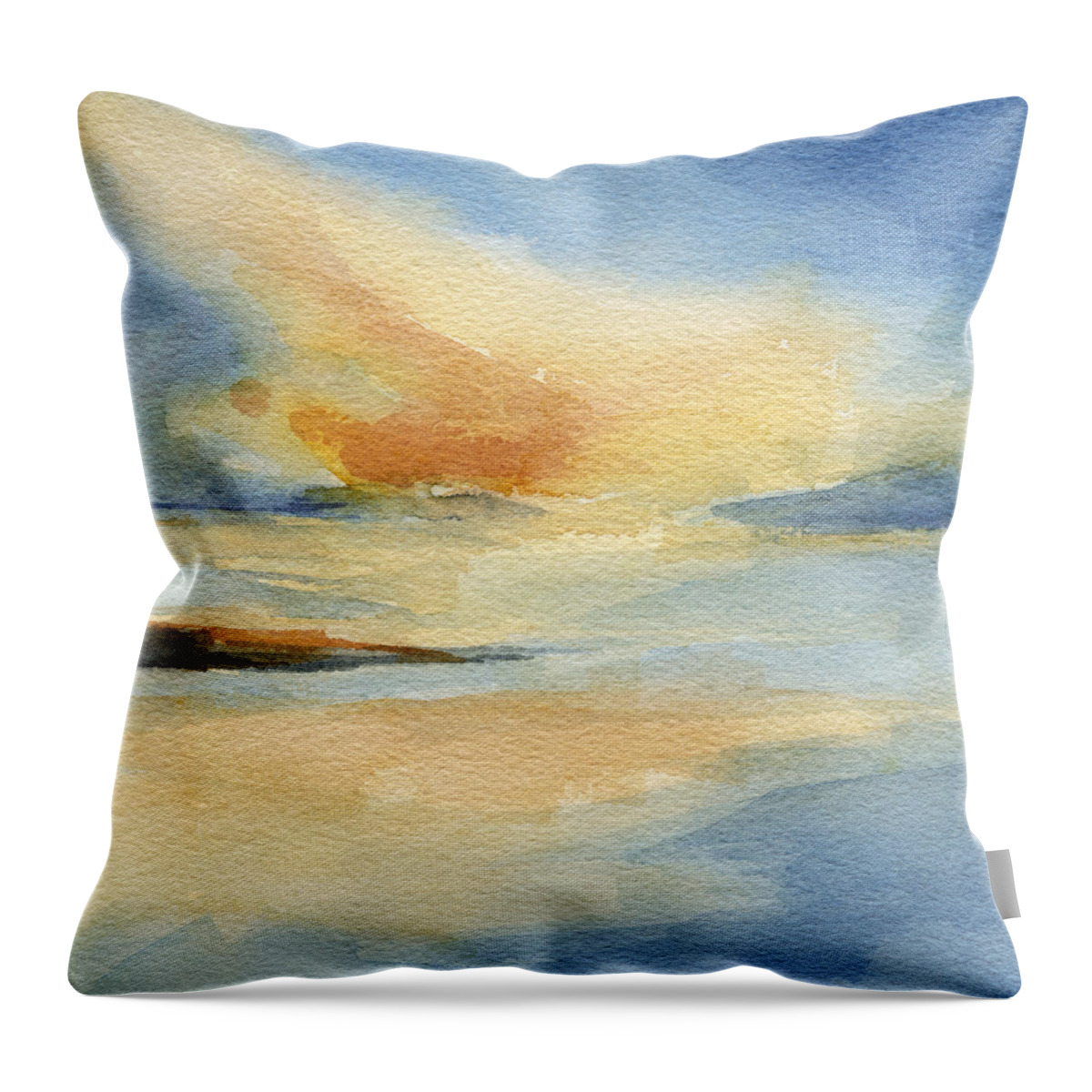 Seascape Throw Pillow featuring the painting Cape Cod Sunset Seascape Painting by Beverly Brown