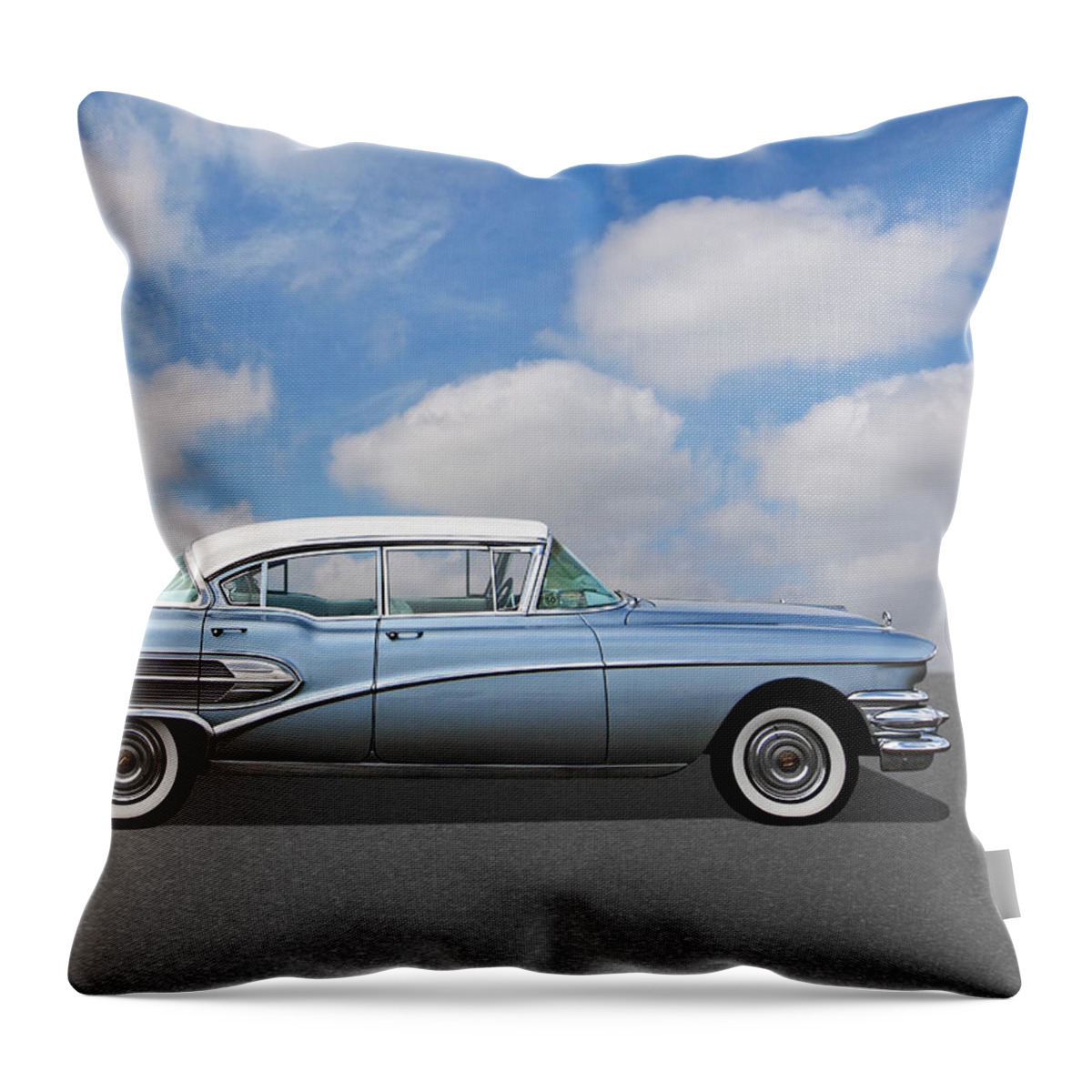 1958 Buick Throw Pillow featuring the photograph 1958 Buick Roadmaster 75 by Gill Billington