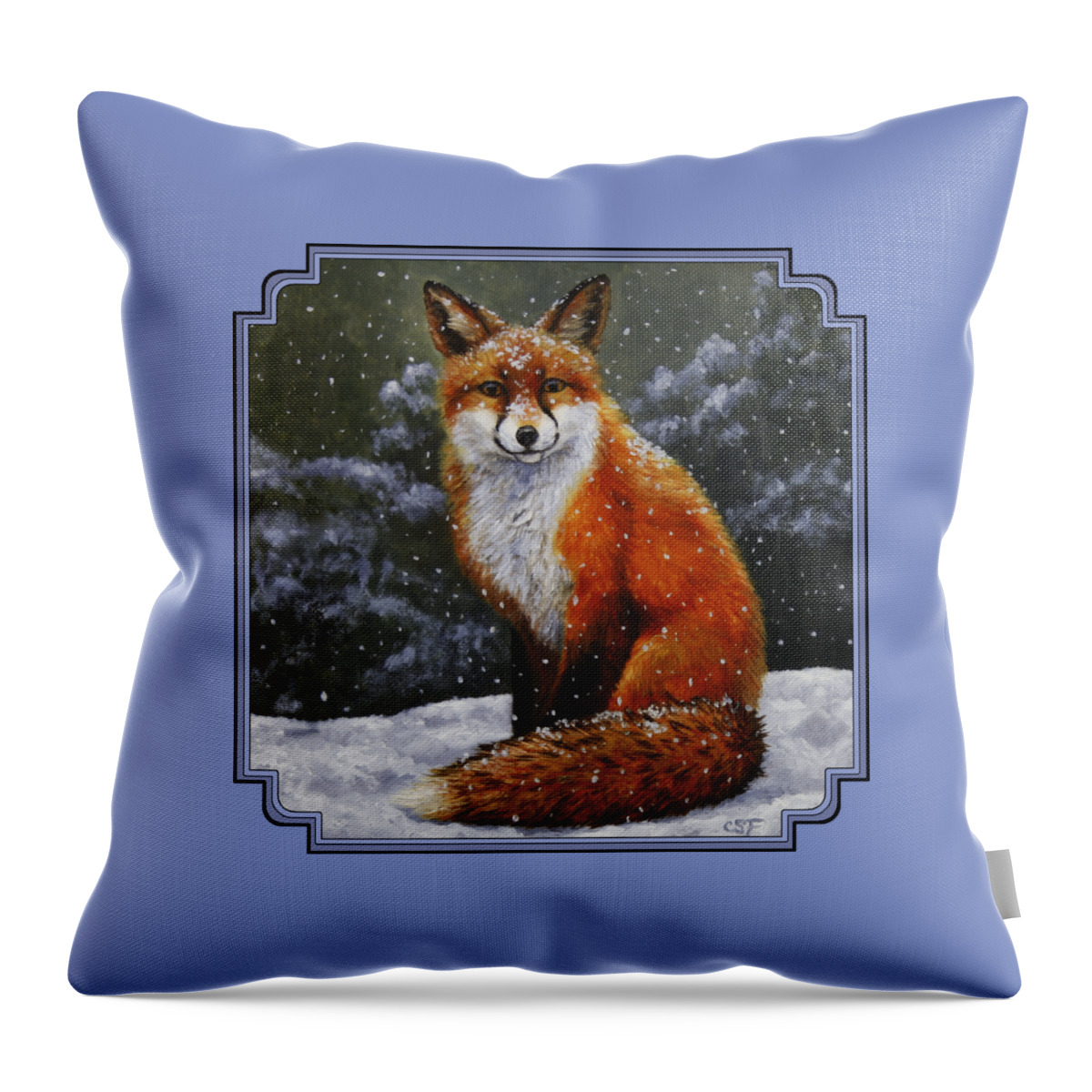 Dog Throw Pillow featuring the painting Snow Fox by Crista Forest