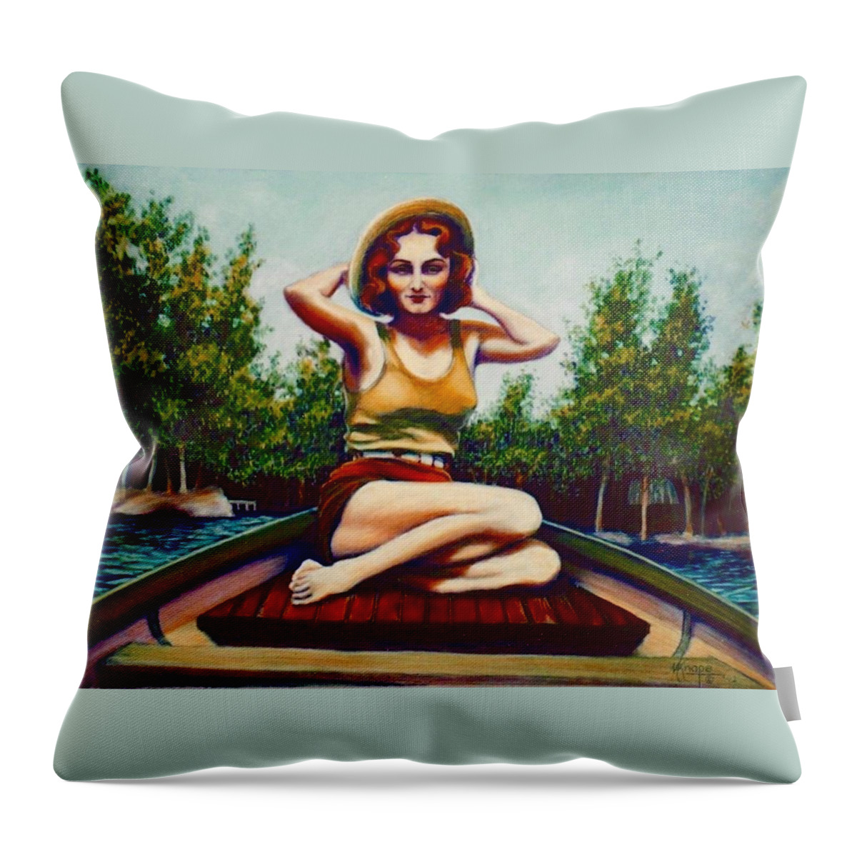 Lake Throw Pillow featuring the painting As Time Goes BY by Mary Knape
