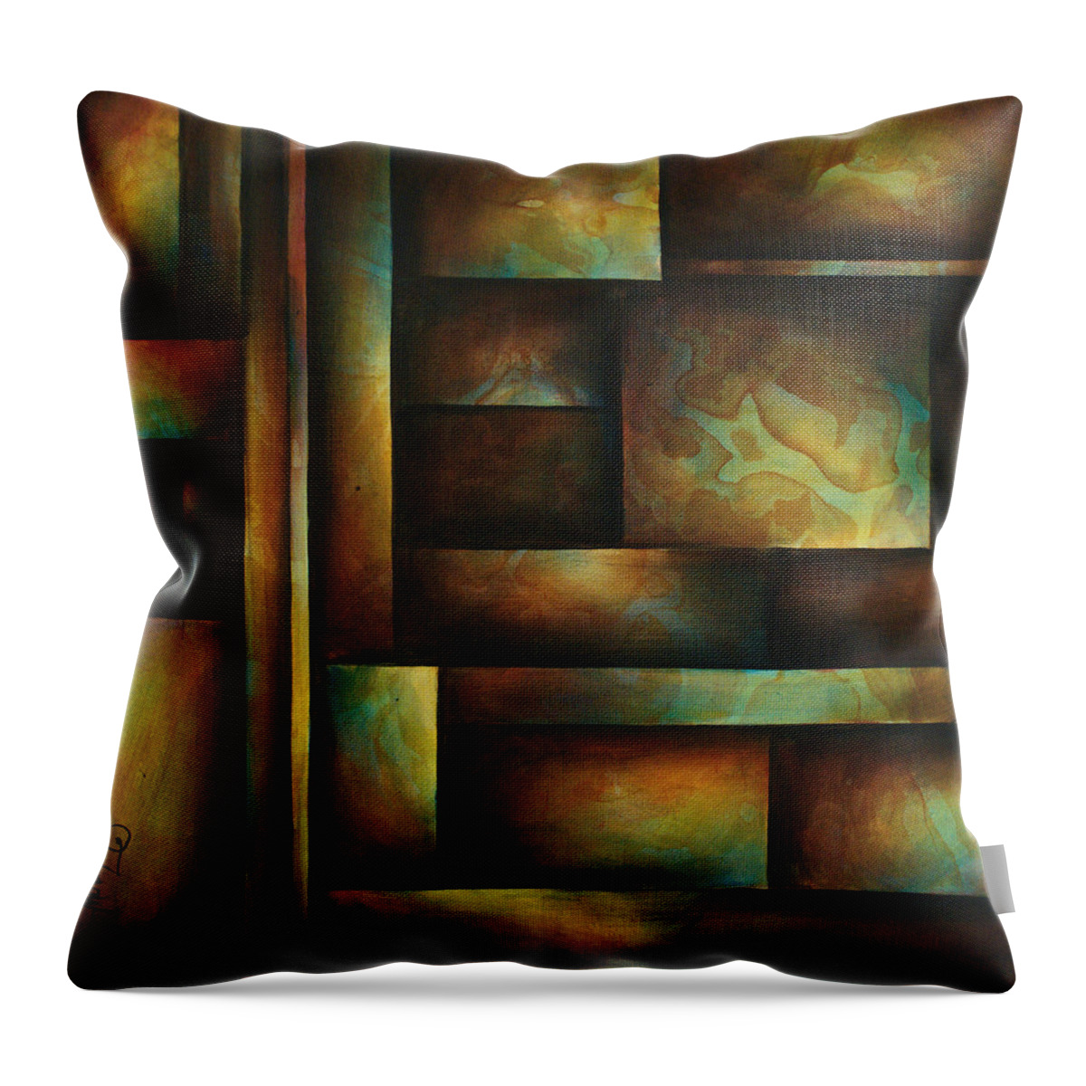 Abstract Throw Pillow featuring the painting Ascending Light by Michael Lang